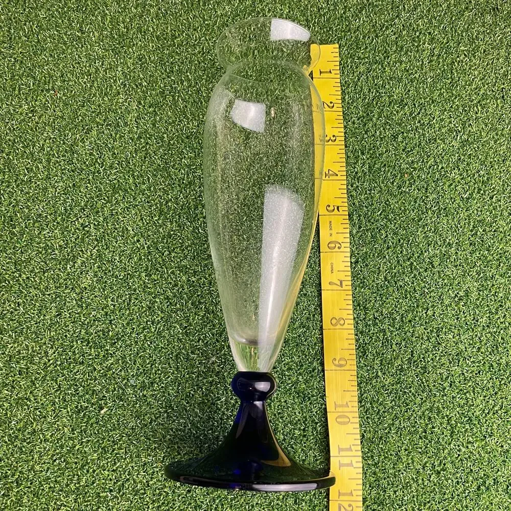 Vintage Schott Zwiesel Blown Glass Cobalt Blue Footed Bud Vase